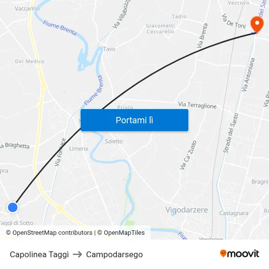 Capolinea Taggì to Campodarsego map