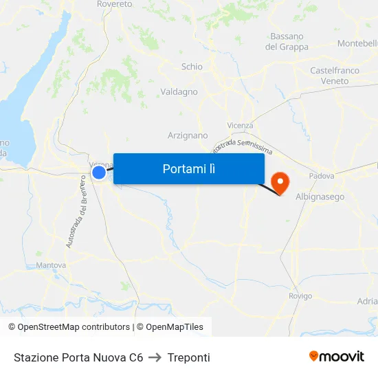 Stazione Porta Nuova C6 to Treponti map