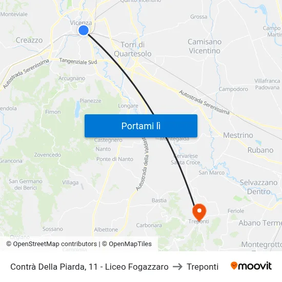 Contrà Della Piarda, 11 - Liceo Fogazzaro to Treponti map