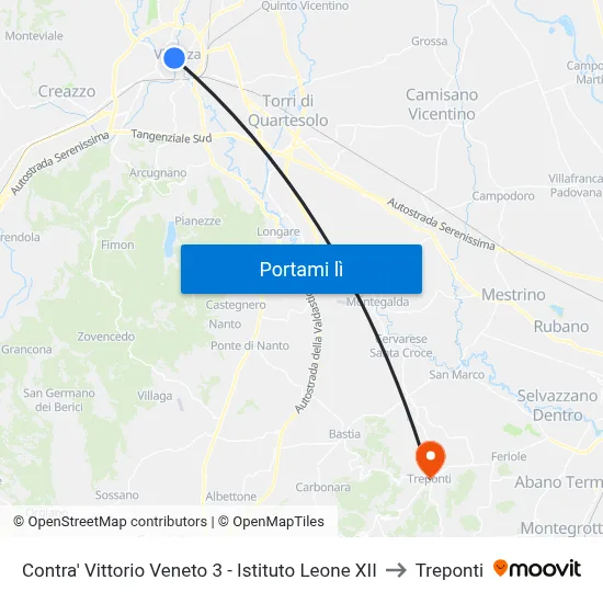Contra' Vittorio Veneto 3 - Istituto Leone XII to Treponti map
