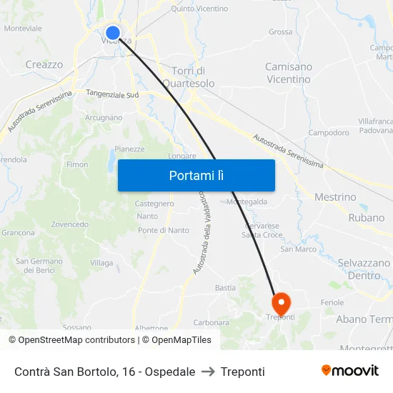 Contrà San Bortolo, 16 - Ospedale to Treponti map