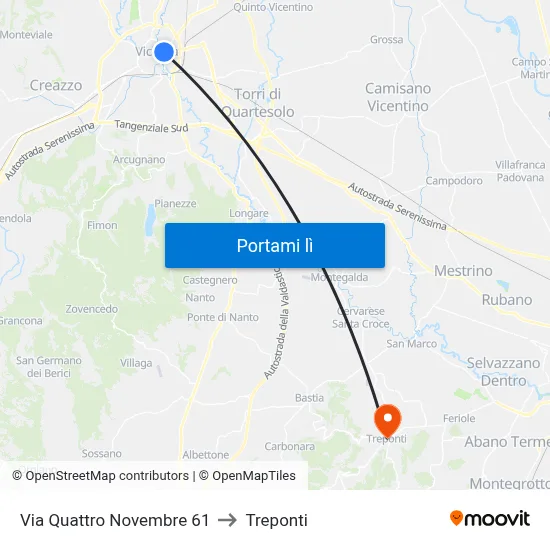 Via Quattro Novembre 61 to Treponti map