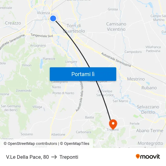 V.Le Della Pace, 80 to Treponti map