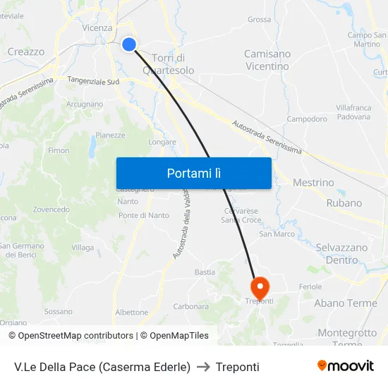 V.Le Della Pace (Caserma Ederle) to Treponti map