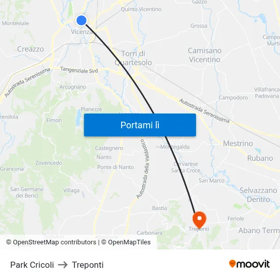 Park Cricoli to Treponti map
