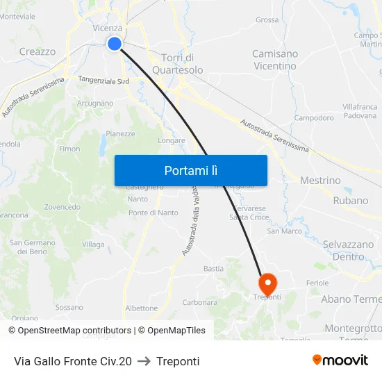 Via Gallo Fronte Civ.20 to Treponti map