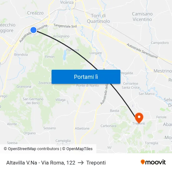Altavilla V.Na - Via Roma, 122 to Treponti map