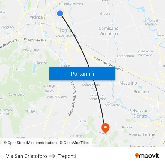Via San Cristoforo to Treponti map