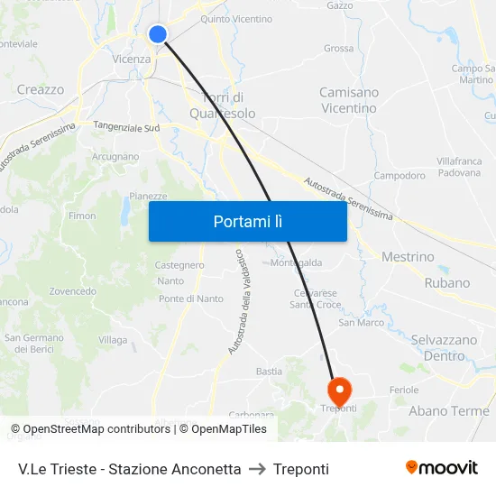 V.Le Trieste - Stazione Anconetta to Treponti map