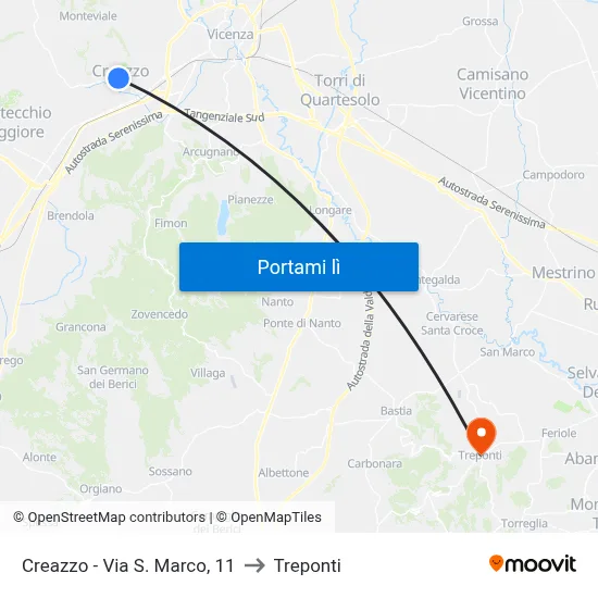 Creazzo - Via S. Marco, 11 to Treponti map
