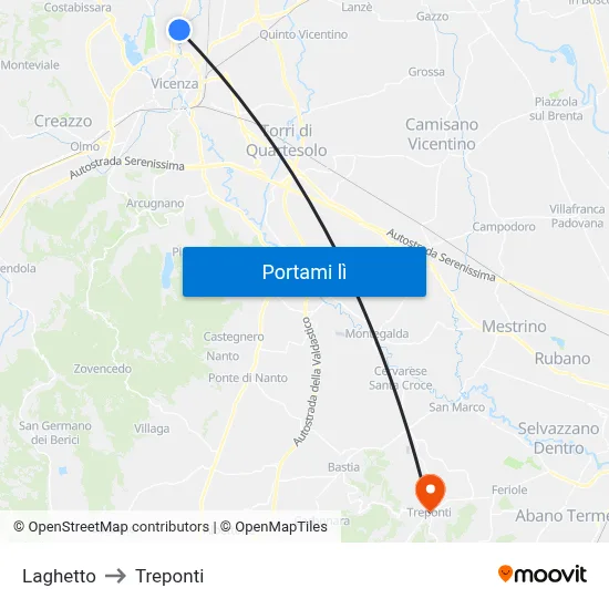Laghetto to Treponti map