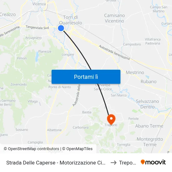 Strada Delle Caperse - Motorizzazione Civile to Treponti map