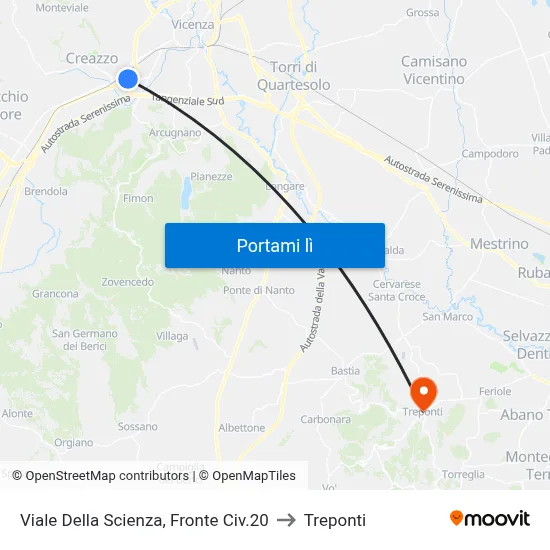 Viale Della Scienza, Fronte Civ.20 to Treponti map