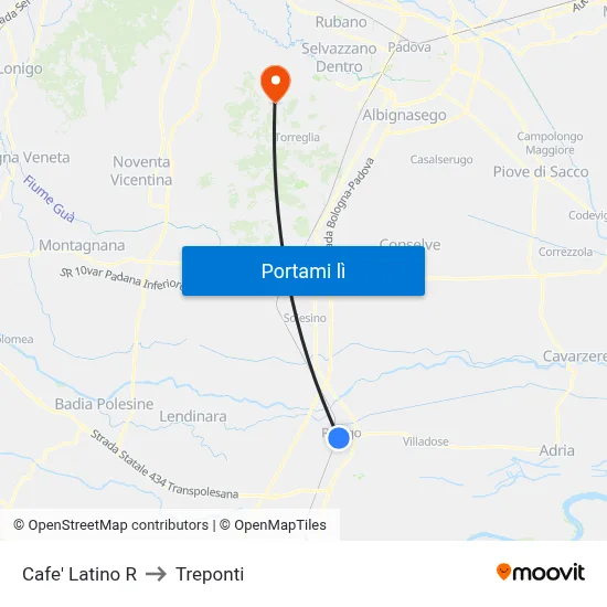 Cafe' Latino R to Treponti map