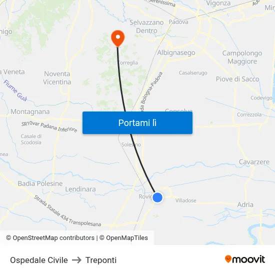 Ospedale Civile to Treponti map