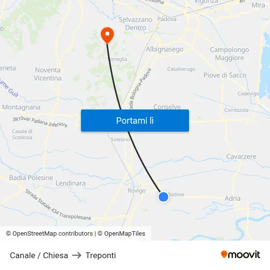 Canale / Chiesa to Treponti map