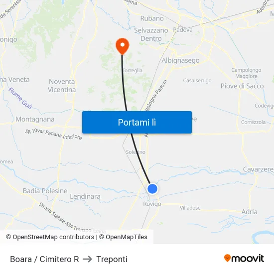 Boara / Cimitero R to Treponti map