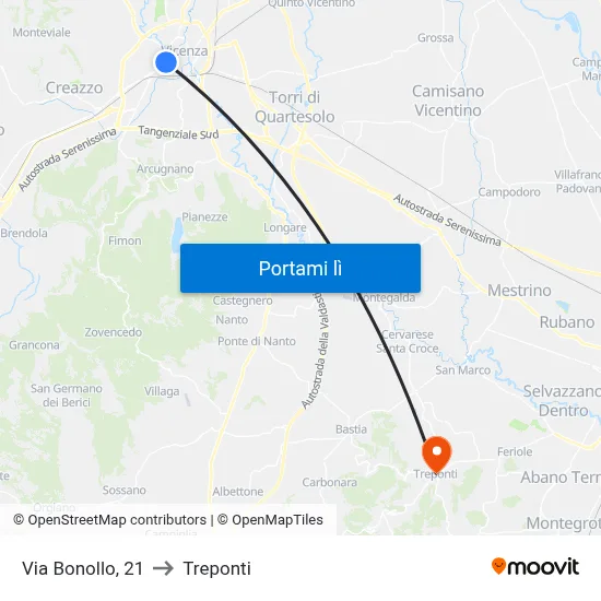 Via Bonollo, 21 to Treponti map