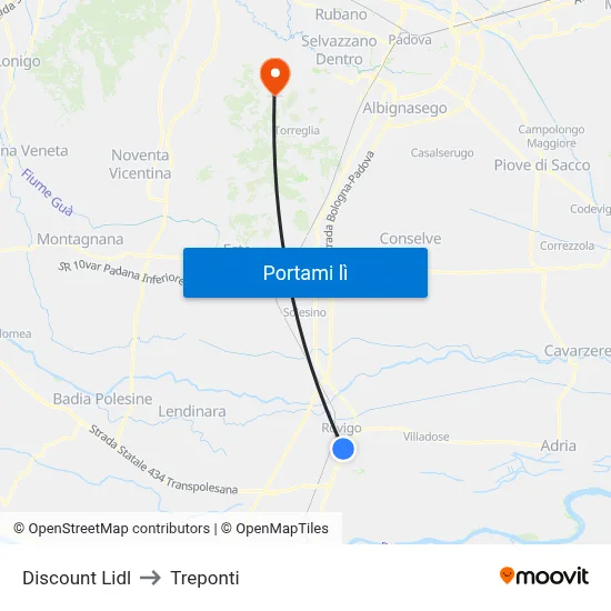 Discount Lidl to Treponti map