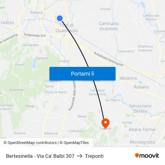Bertesinella - Via Ca' Balbi 307 to Treponti map