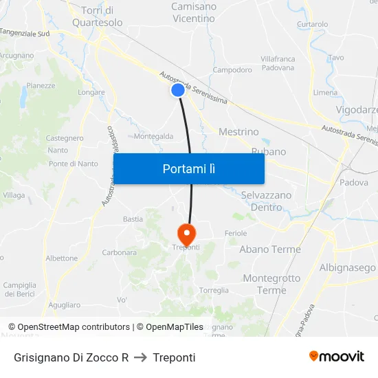 Grisignano Di Zocco R to Treponti map
