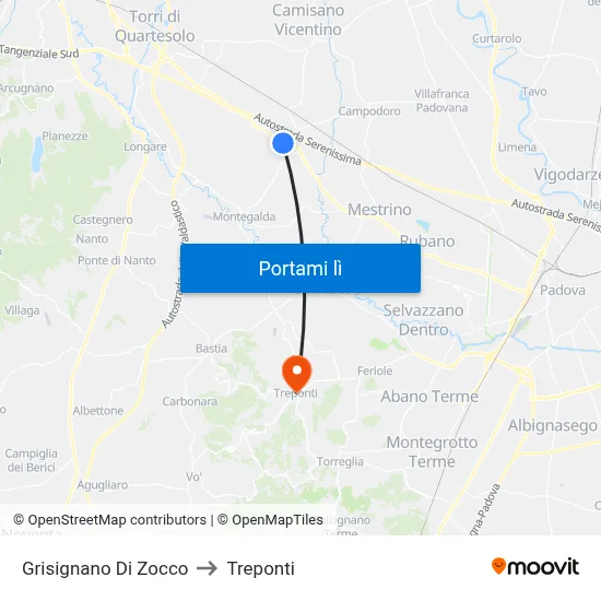 Grisignano Di Zocco to Treponti map