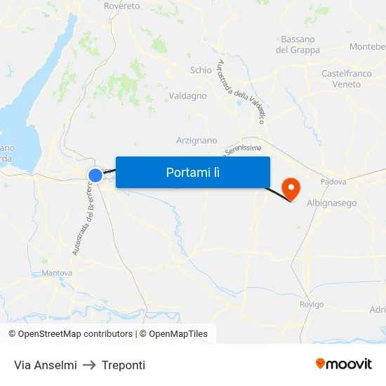 Via Anselmi to Treponti map