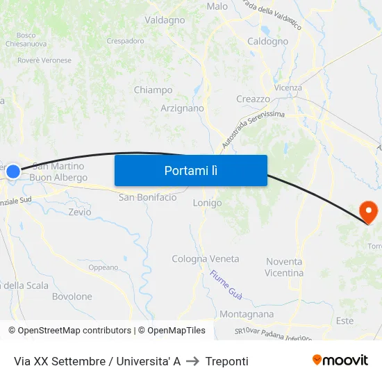 Via XX Settembre / Universita' A to Treponti map