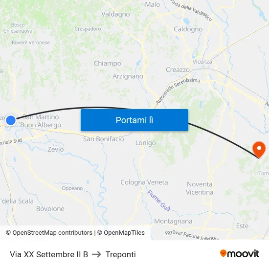 Via XX Settembre II B to Treponti map