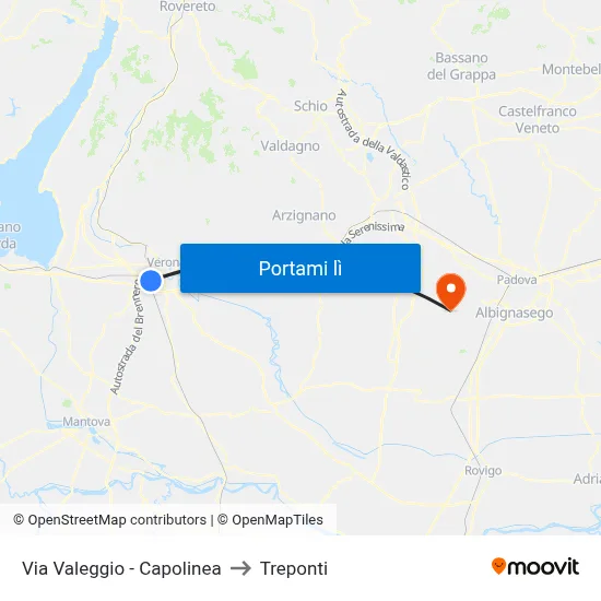 Via Valeggio - Capolinea to Treponti map