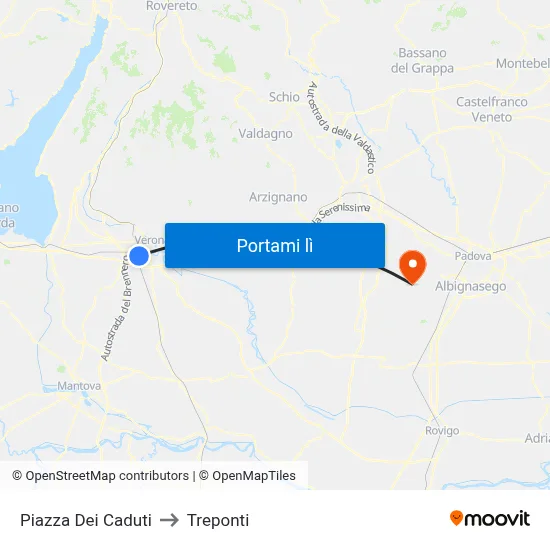 Piazza Dei Caduti to Treponti map