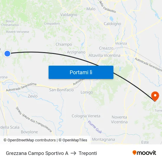 Grezzana Campo Sportivo A to Treponti map