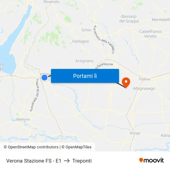 Verona Stazione FS - E1 to Treponti map