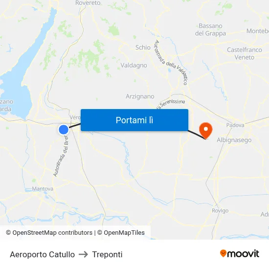 Aeroporto Catullo to Treponti map