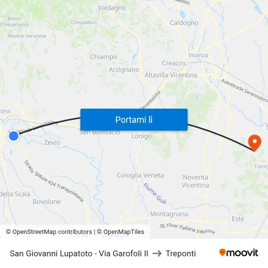 San Giovanni Lupatoto - Via Garofoli II to Treponti map