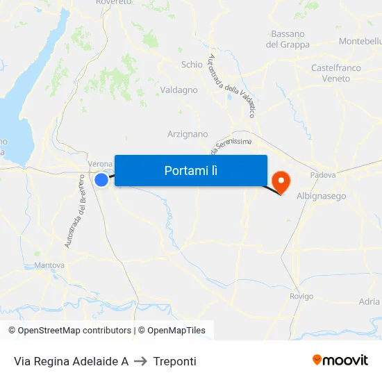 Via Regina Adelaide A to Treponti map