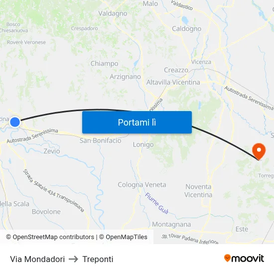 Via Mondadori to Treponti map