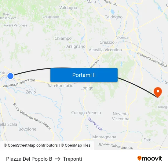 Piazza Del Popolo B to Treponti map