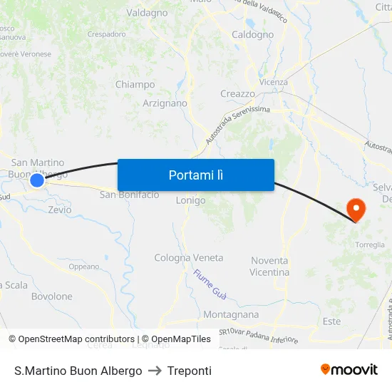 S.Martino Buon Albergo to Treponti map