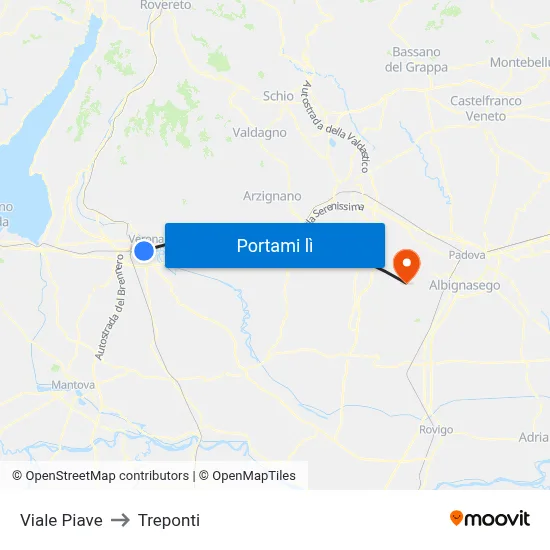 Viale Piave to Treponti map