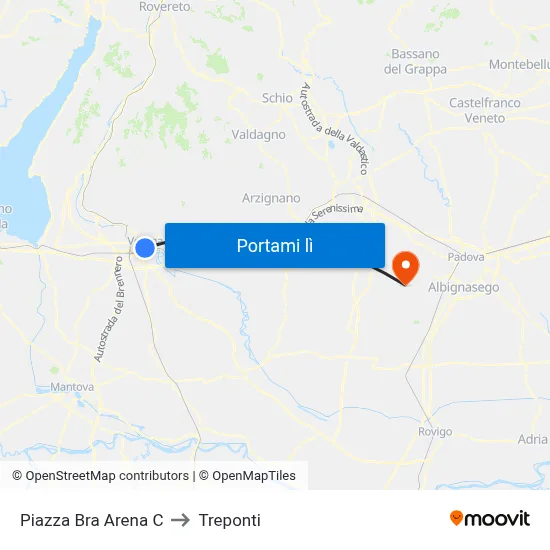 Piazza Bra Arena C to Treponti map