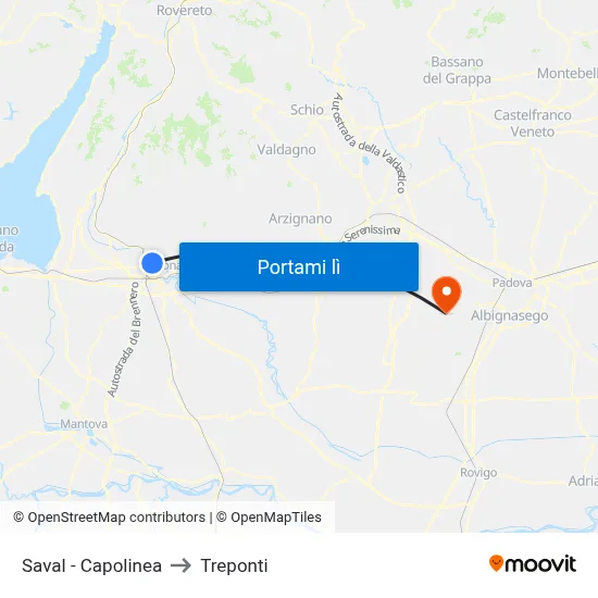 Saval - Capolinea to Treponti map