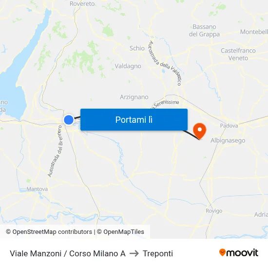 Viale Manzoni / Corso Milano A to Treponti map