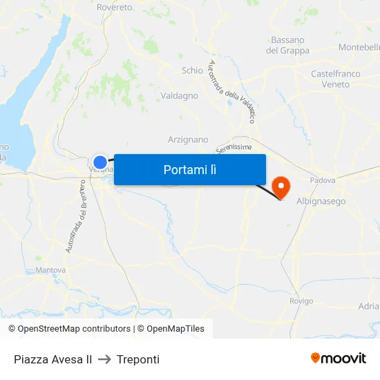Piazza Avesa II to Treponti map
