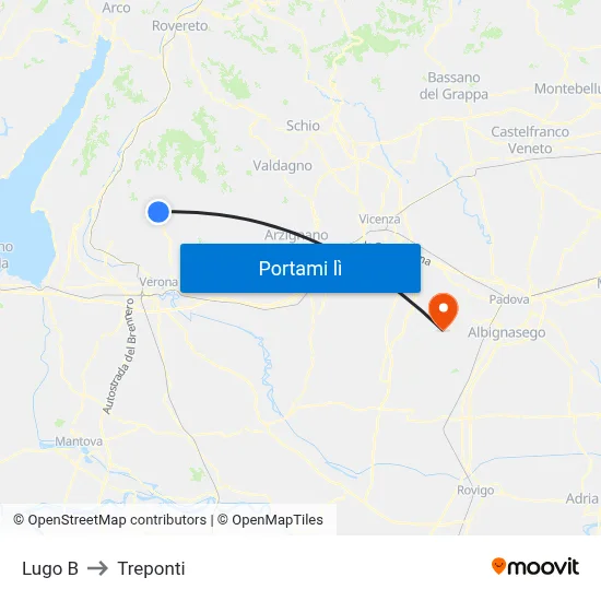Lugo B to Treponti map