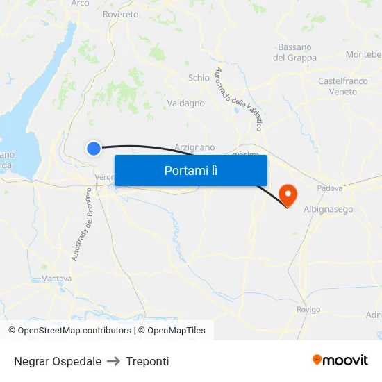 Negrar Ospedale to Treponti map