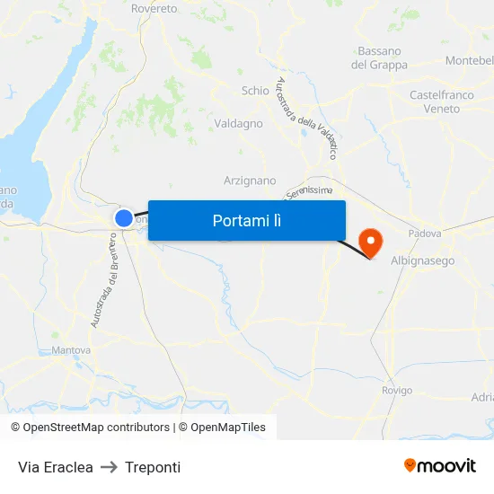 Via Eraclea to Treponti map