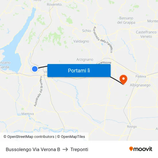 Bussolengo Via Verona B to Treponti map