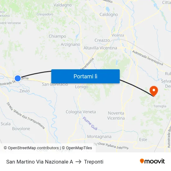 San Martino Via Nazionale A to Treponti map
