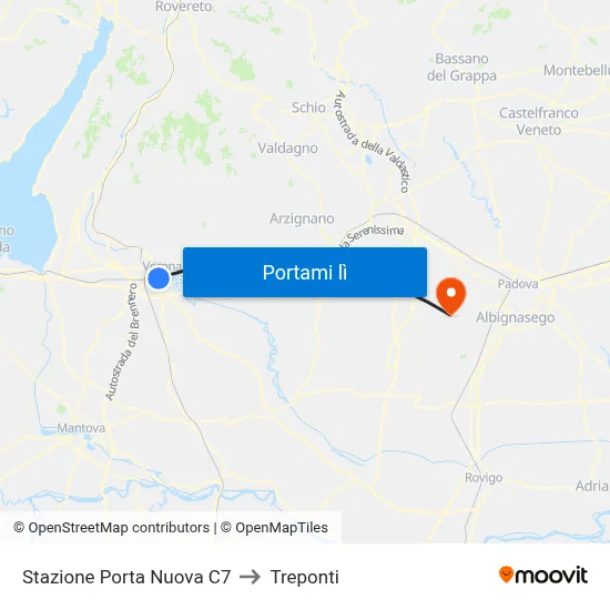 Stazione Porta Nuova C7 to Treponti map
